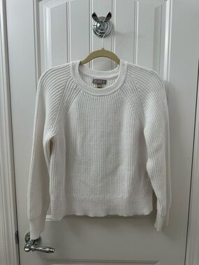 J. Crew Cream Ribbed Crewneck Sweater